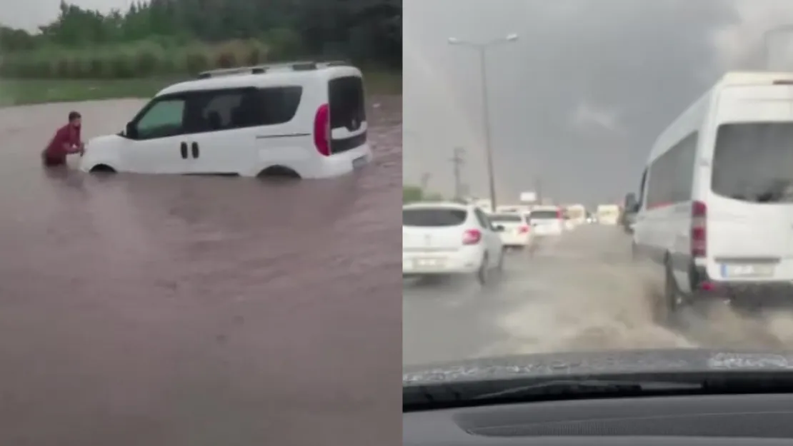 Kocaeli'nde Sağanak Yağmur Sürücülere Zor Anlar Yaşattı